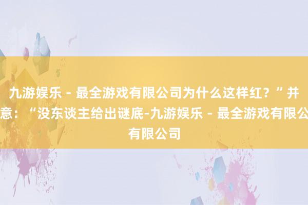 九游娱乐 - 最全游戏有限公司为什么这样红？”并暗意：“没东谈主给出谜底-九游娱乐 - 最全游戏有限公司