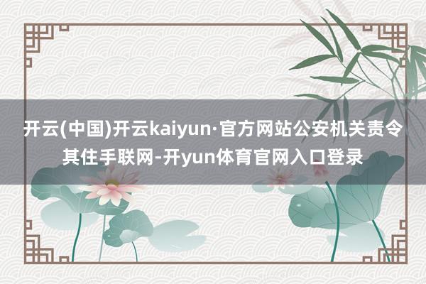 开云(中国)开云kaiyun·官方网站公安机关责令其住手联网-开yun体育官网入口登录