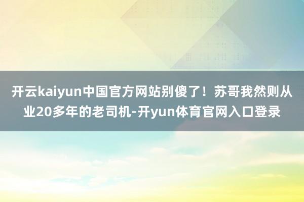 开云kaiyun中国官方网站别傻了！苏哥我然则从业20多年的老司机-开yun体育官网入口登录