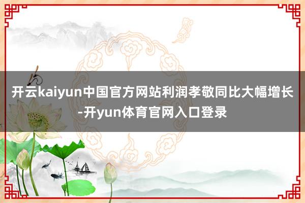 开云kaiyun中国官方网站利润孝敬同比大幅增长-开yun体育官网入口登录